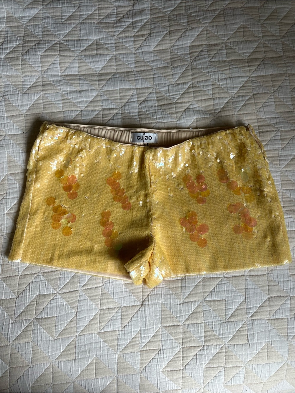 Guzio Women's Yellow Sequin Shorts